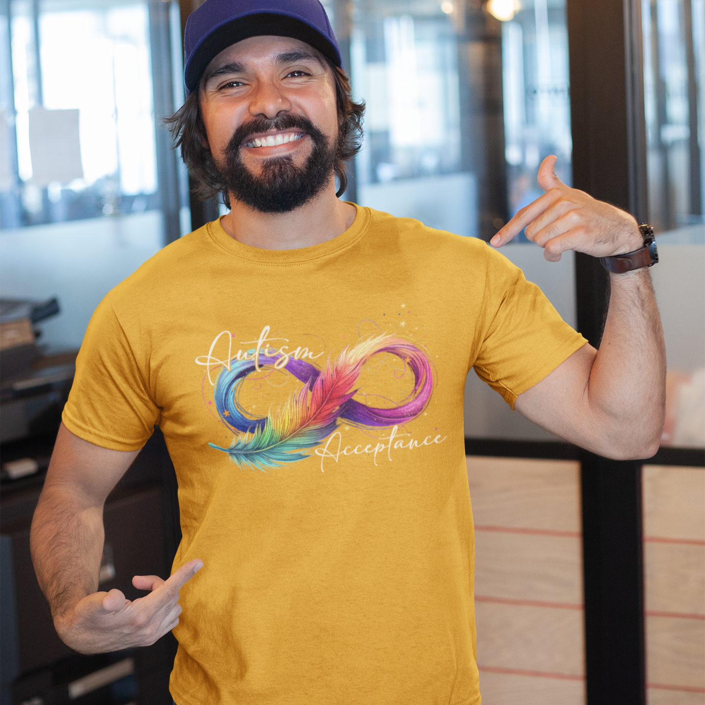 Autism Acceptance Rainbow Feather