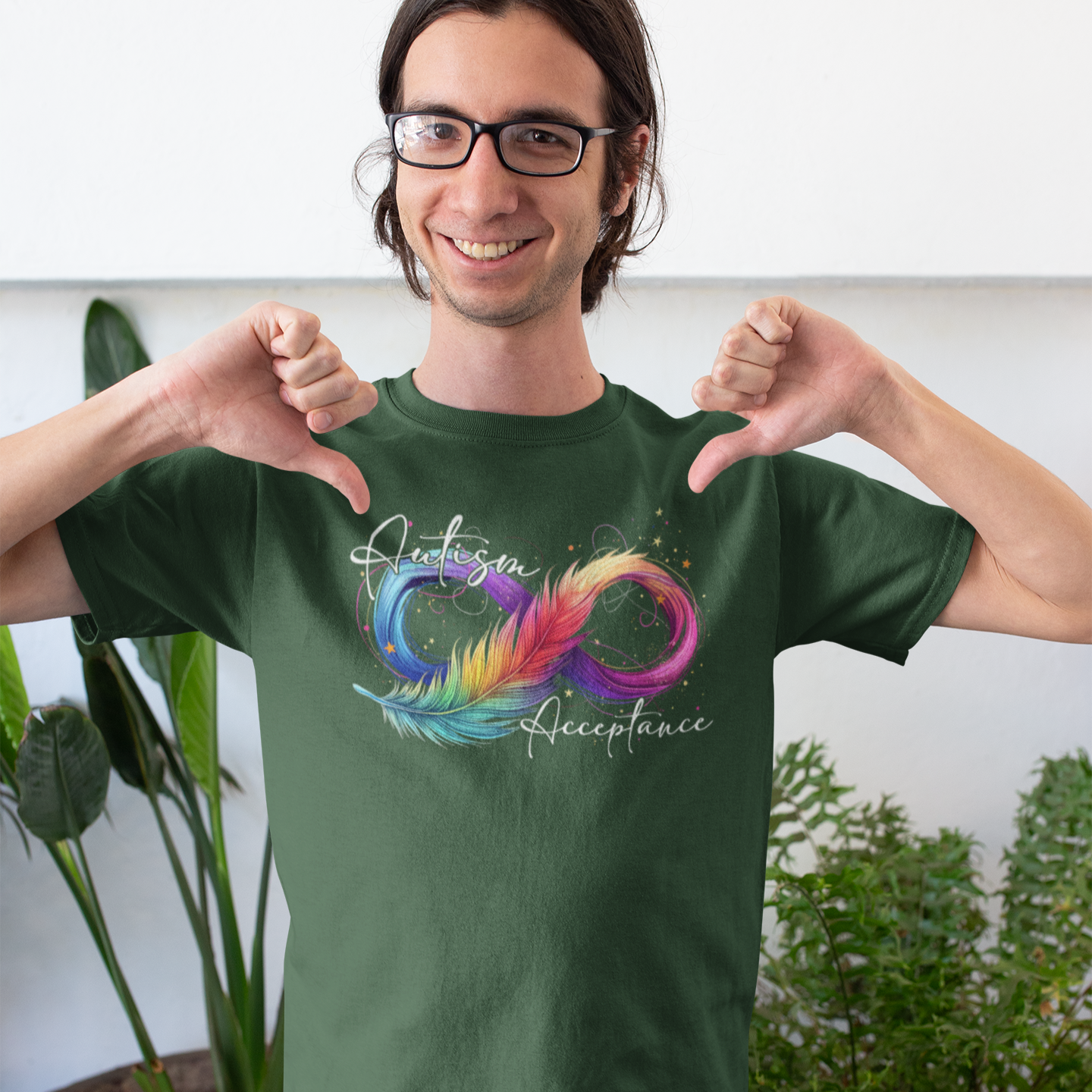 Autism Acceptance Rainbow Feather