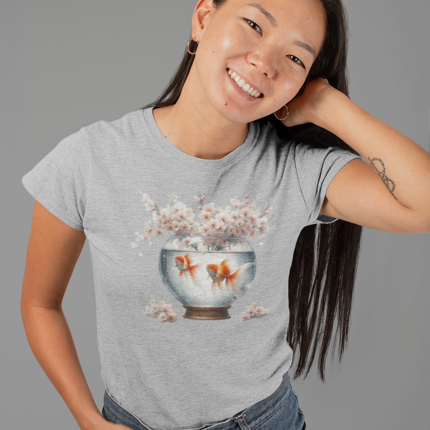 White Blossoms and Goldfish