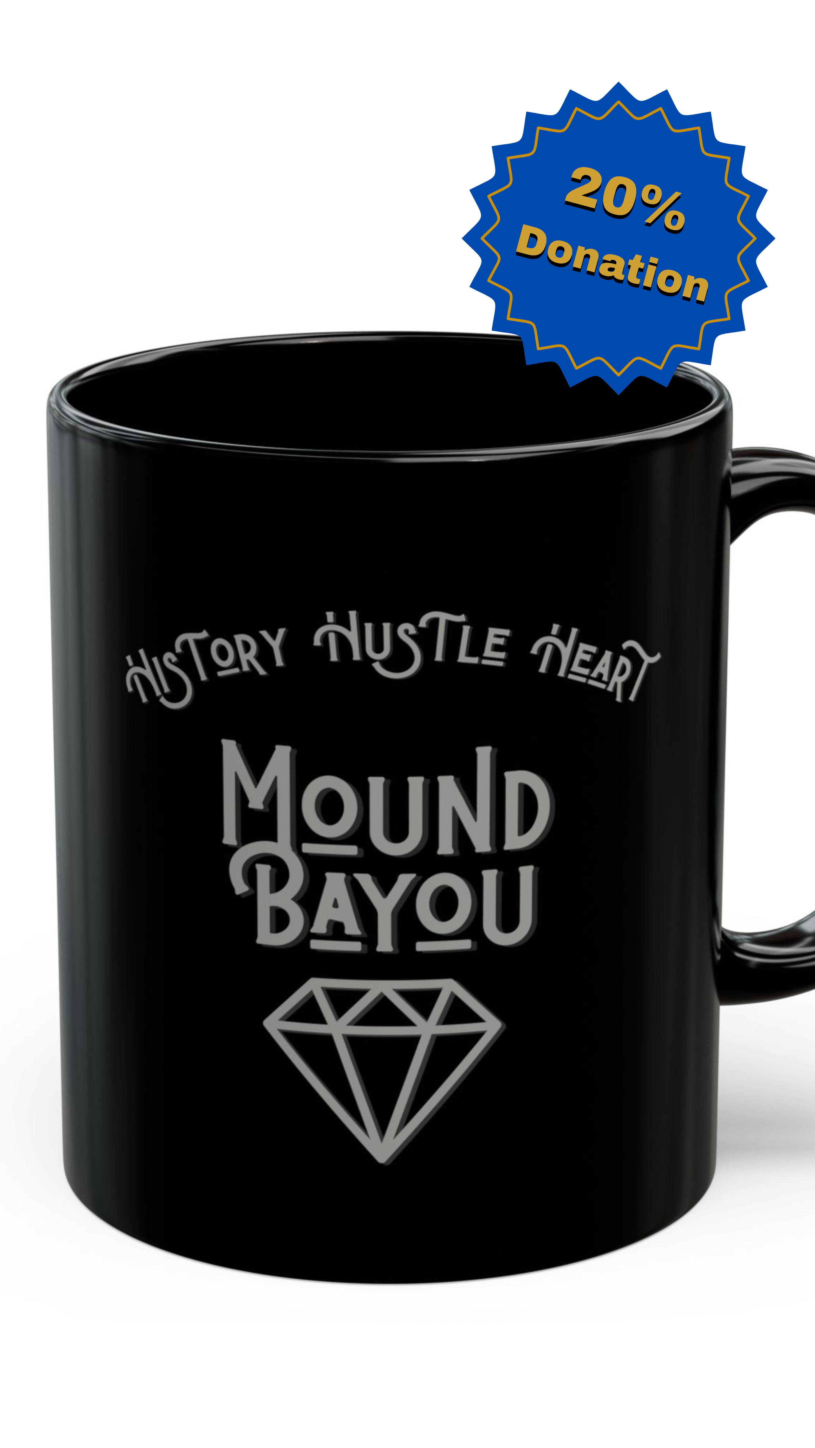 History, Hustle, Heart, Mound Bayou Black Mug