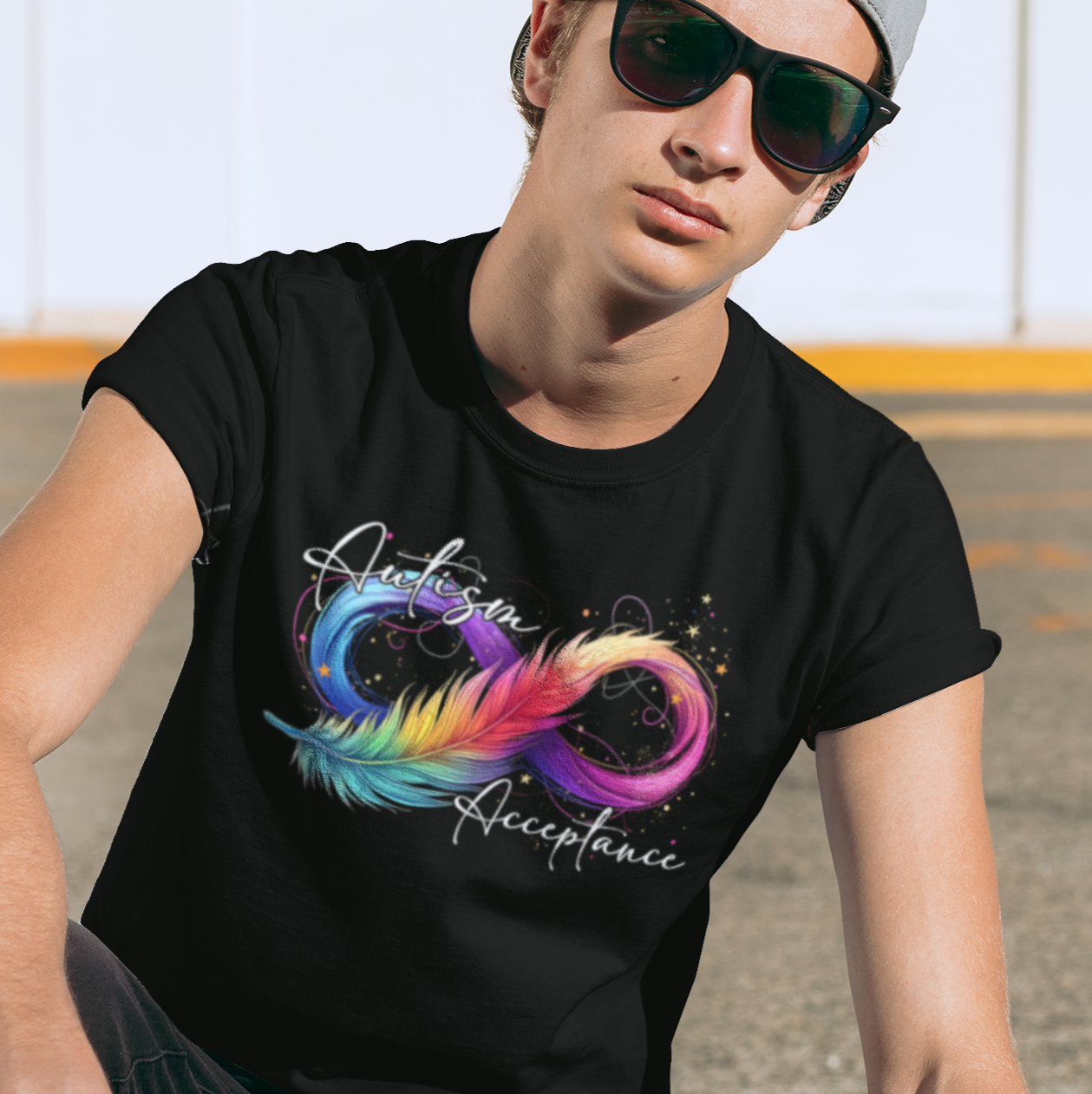 Autism Acceptance Rainbow Feather