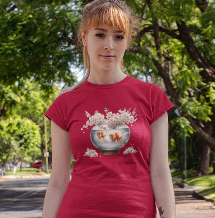 White Blossoms and Goldfish