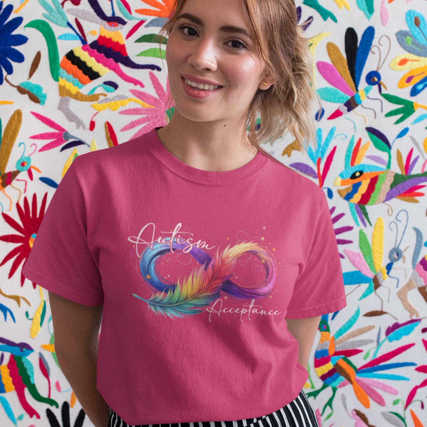 Autism Acceptance Rainbow Feather