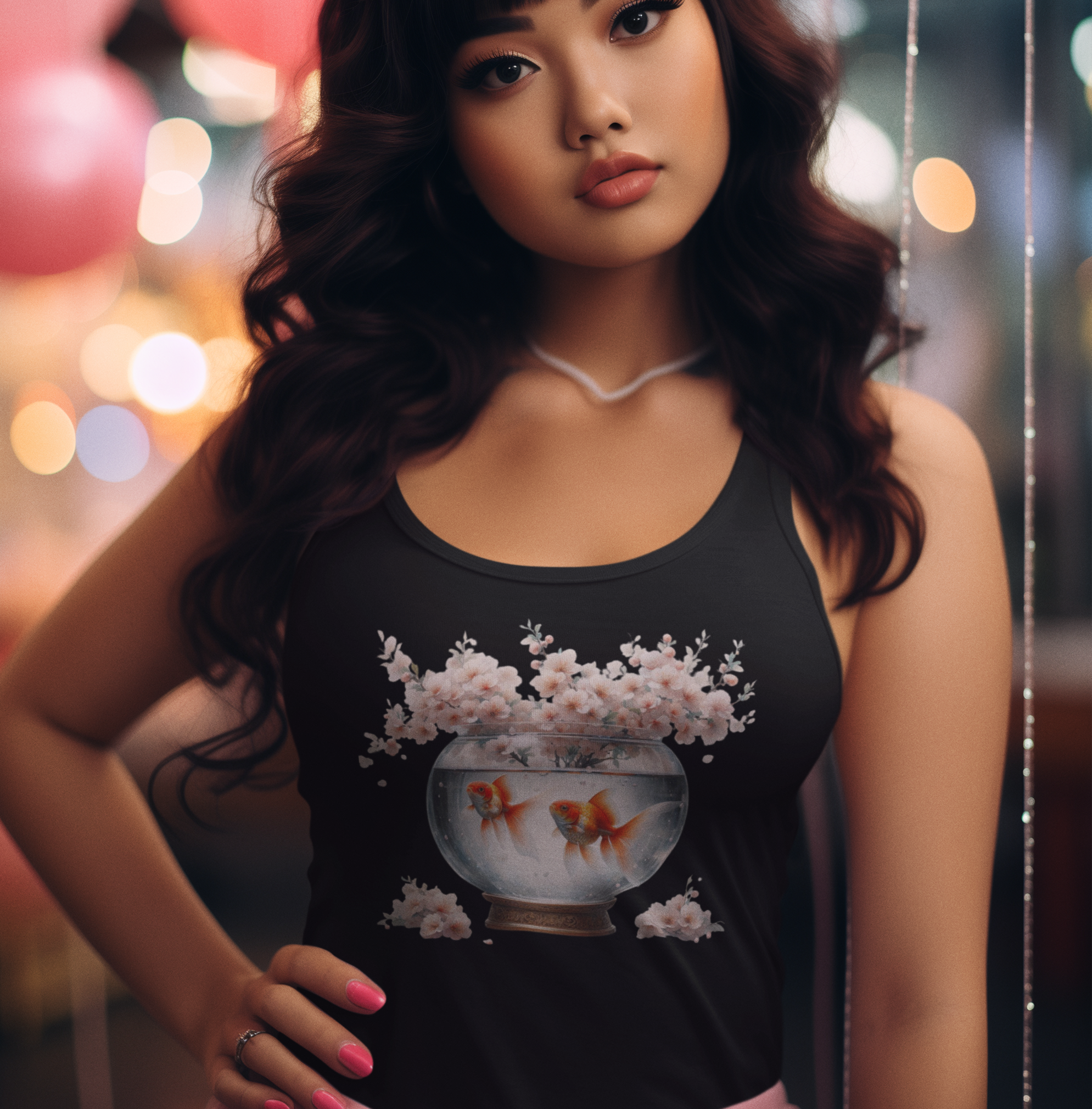 White Blossoms and Goldfish