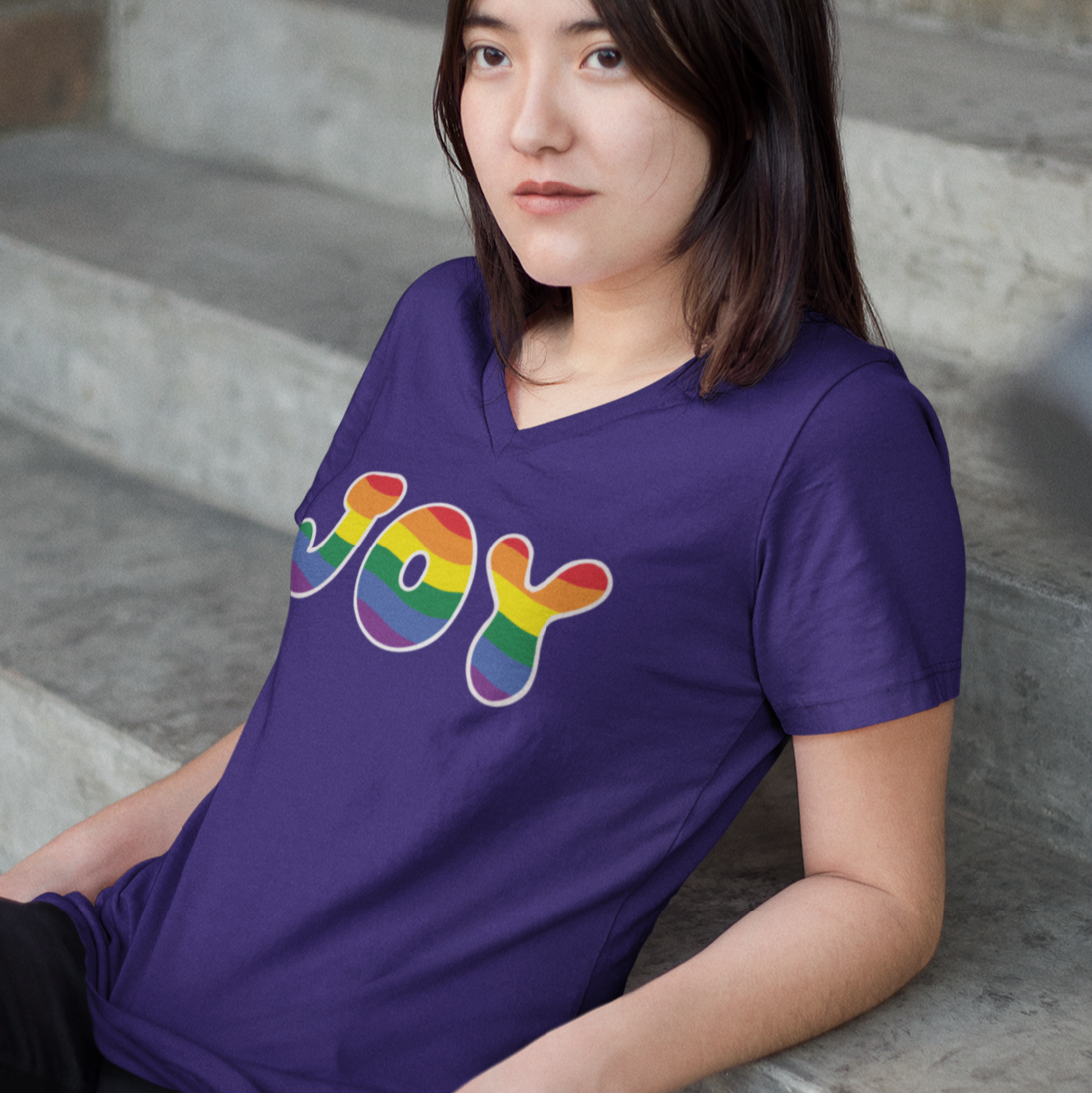 Rainbow Joy V-Neck Tee